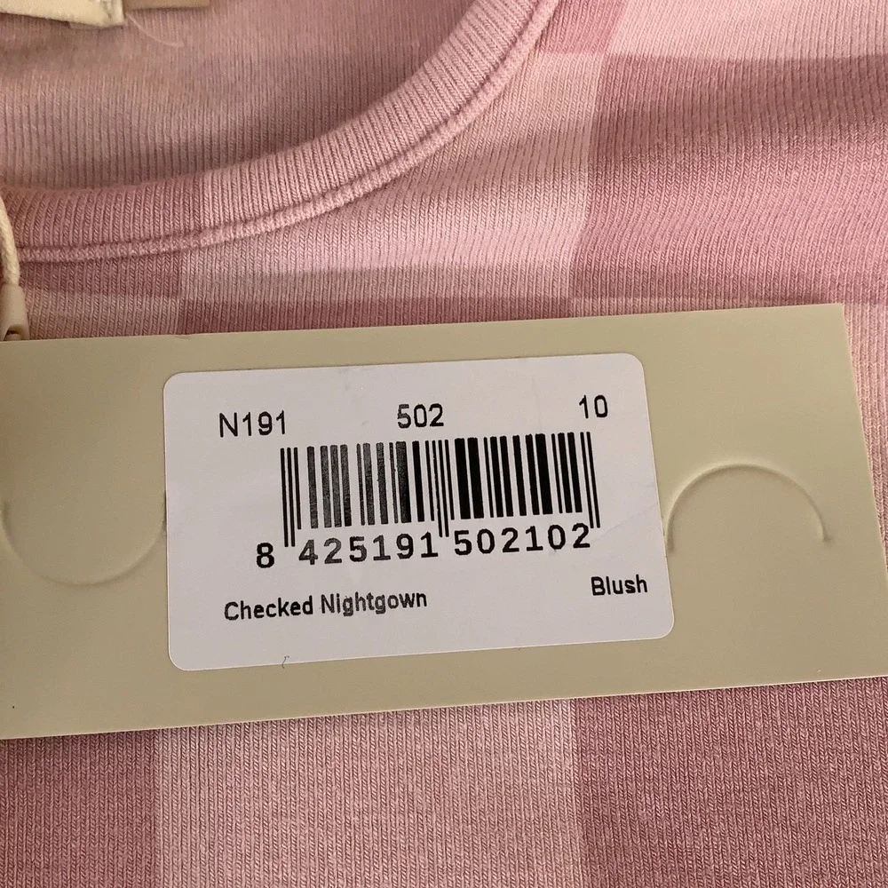 NUMU Girls Size 10 Pink Checkered Long Sleeve Cozy Long Nightgown NWT